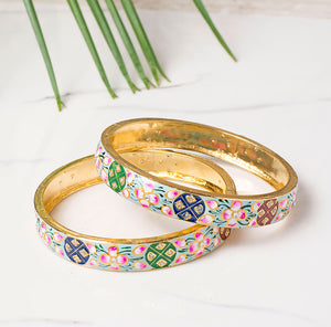 Set of 2 Hand-painted enamel Bracelets for Daily Use by Leshya