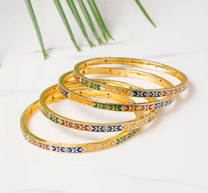 Set of 4 Multicolour handpainted Meenakari Bracelets for Daily Use