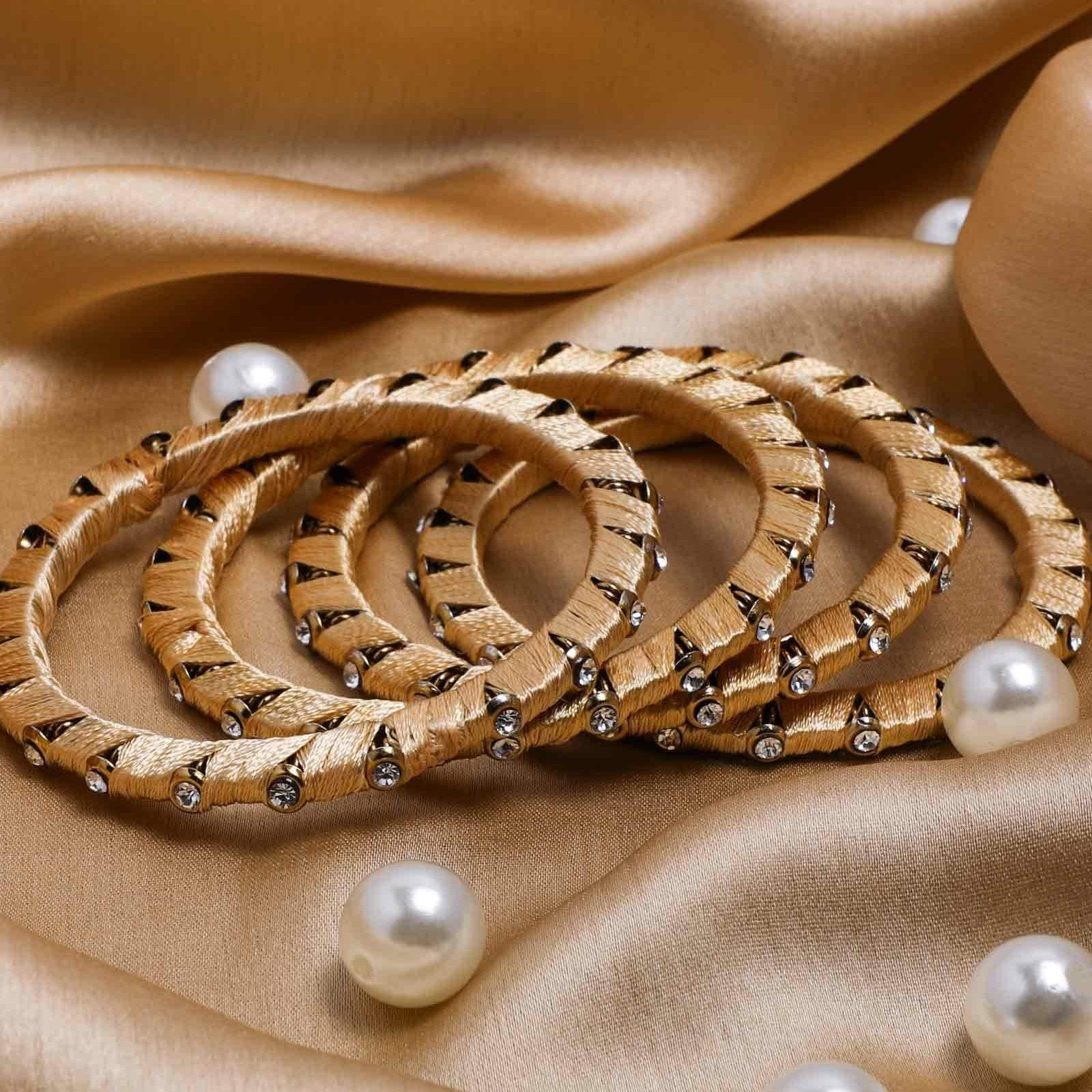 Rose Gold Pink American Diamond CZ Bangles - Indian Party Wear Bracelet Set