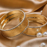 Rich Look-Like Jewellery Golden Bracelet Pair With Intricate Stone Work