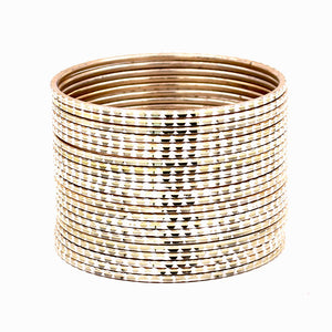 Set of 24 Shining Bangles with Cutting Design by Leshya