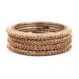 Set of 4 Glass Bangles with Golden Cutting Stone by Leshya