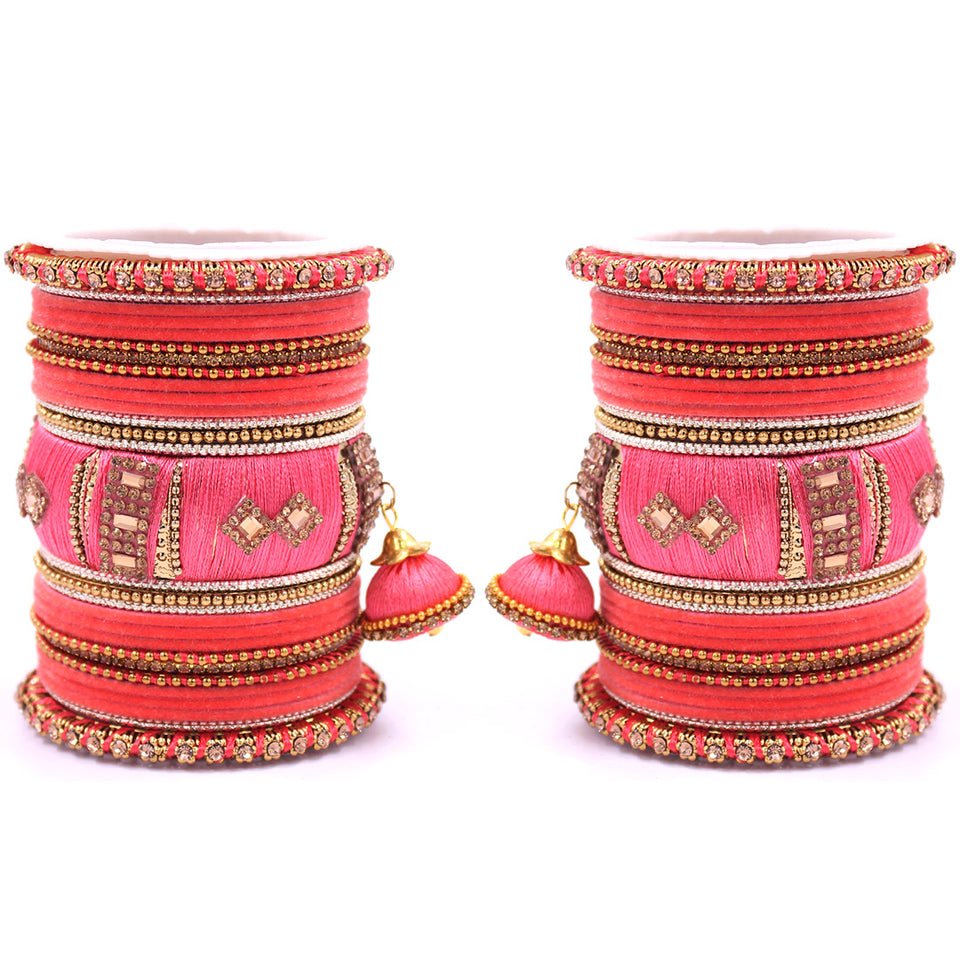 Buy Simple Silk thread Bangles in Red Online! – Khushi Handicrafts