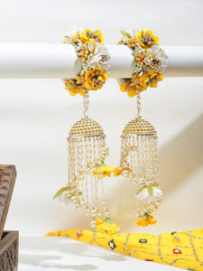 Beautiful Yellow Hand Kaleera with embellish Flowers by Leshya