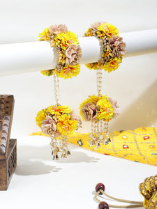 Traditional Yellow Hand Kaleera with Floral Latkans by Leshya