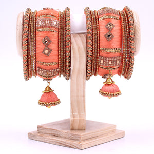 Silk Thread Bangles with Jhumki & Pacheli Bangles by Leshya