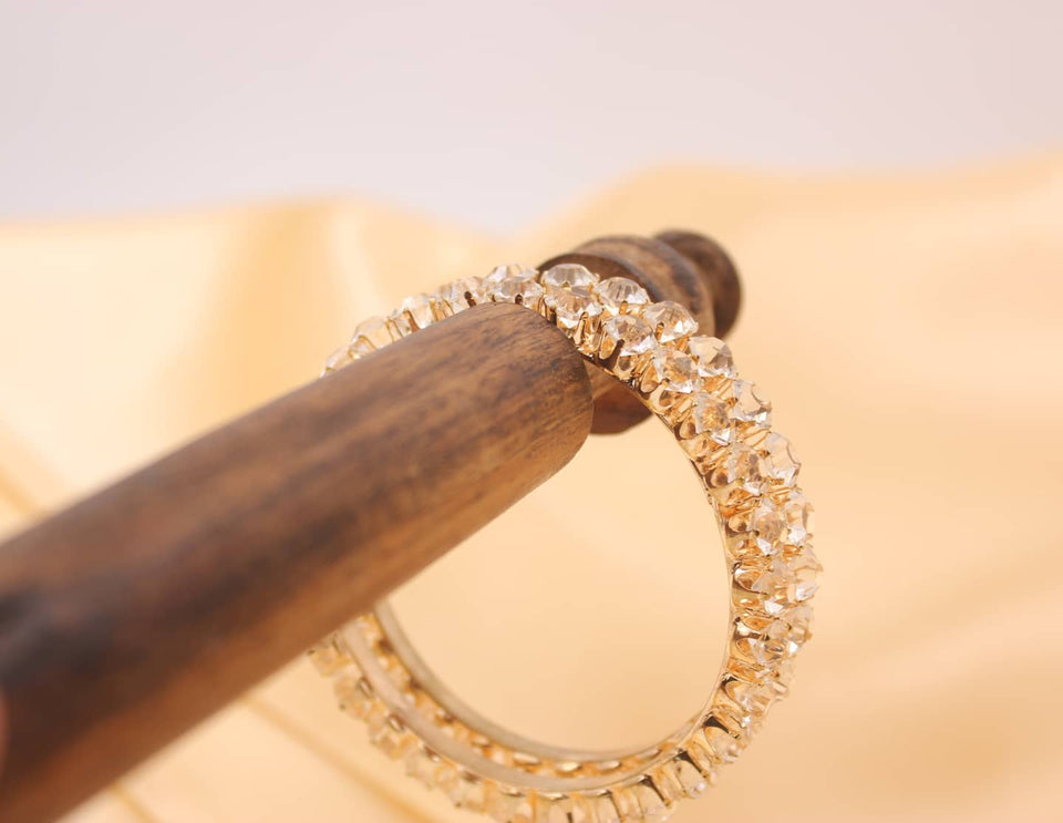 Beautiful Set of 2 Rose-Gold Running stone Bracelets by Leshya