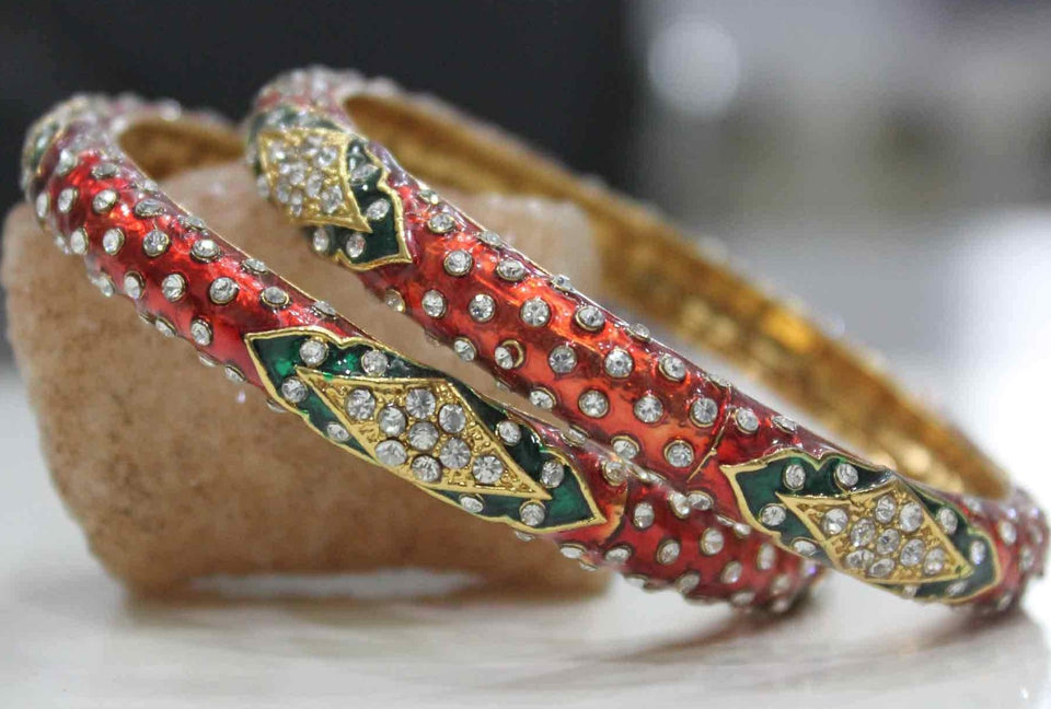 Intricate Meenakari And Stone Work Bracelet Pair
