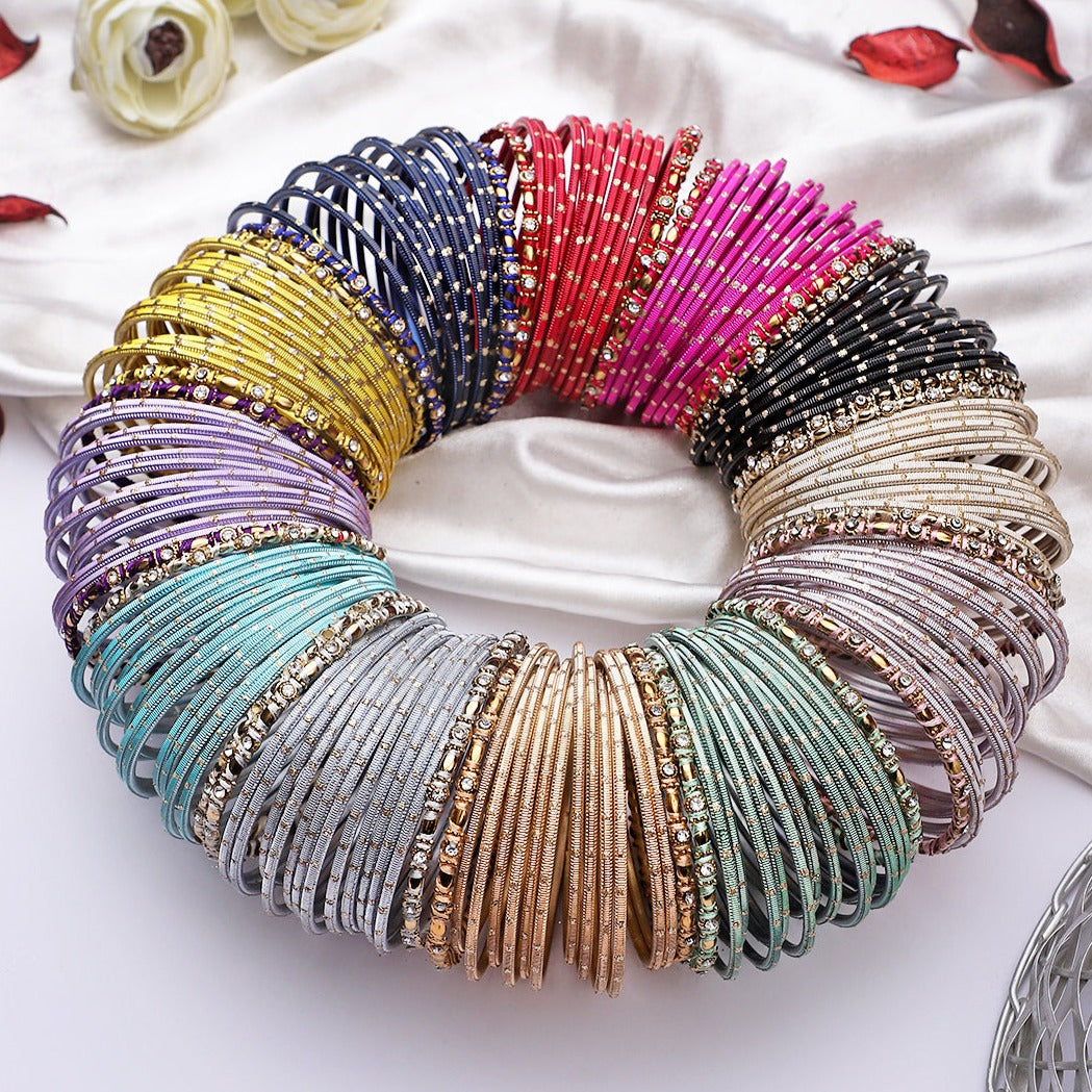 Thread Bangles Colours Colourful Bangle Bunch with Thread and Matte Bangles (12 Colours ...