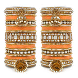Traditional Mirror Bangle Set with Velvet Bangles with Jhumki by Leshya