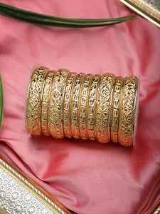 Full Golden Bangle Set with Etching work by Leshya