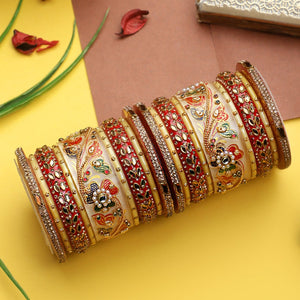 Traditional Rajasthani Bridal Chura in Gold Bead Work by Leshya