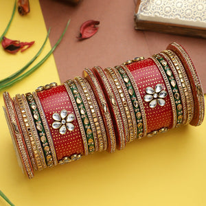 Traditional Rajasthani Bridal Chura in Floral Design by Leshya
