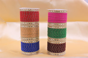 Traditional Indian Bangle Stacks with Shining Kadas and Multiple colours for Partywear