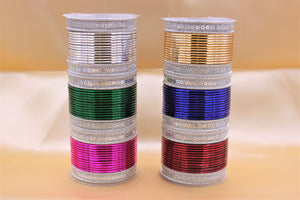Traditional Indian Bangle Stacks with Silver Kadas and Multiple colours for Partywear