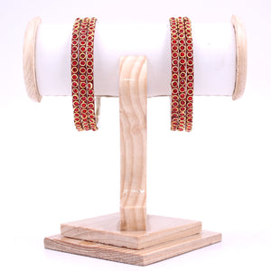 Brass Based Bangles with Round Stone and Zari Work by Leshya