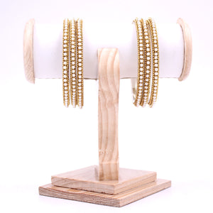 Brass Based Bangles with White Bead and Ball chain Border by Leshya