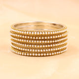Brass Based Bangles with White Bead and Ball chain Border by Leshya