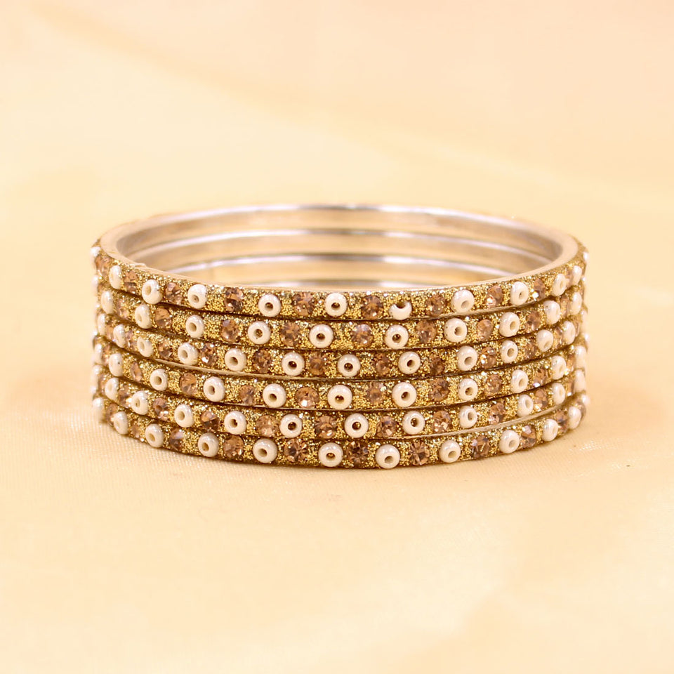 Brass Based Bangles with Stone and Bead work by Leshya
