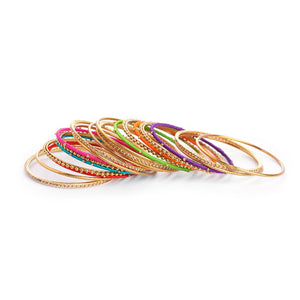 Set of 22 Multi Coloured Silk Thread Bangle set for both hands by Leshya