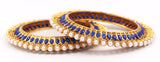 Traditional Bracelet Pair with Running kundan stone and Pearl Centre