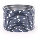 Set of 24 Matte Textured Bangles with Silver Dots by Leshya