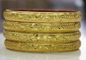 Guarantee Gold Dyed Bracelets With Floral And Block Design (Plus Size)