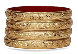 Guarantee Gold Dyed Bracelets With Floral And Block Design (Plus Size)