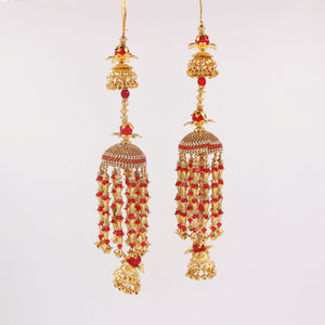Classic Two-Tier Jhumar Style Kaleere in Red and White by Leshya