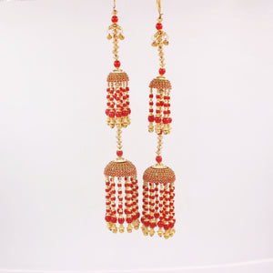 Classic Jhumar Style Kaleere in Red and White by Leshya