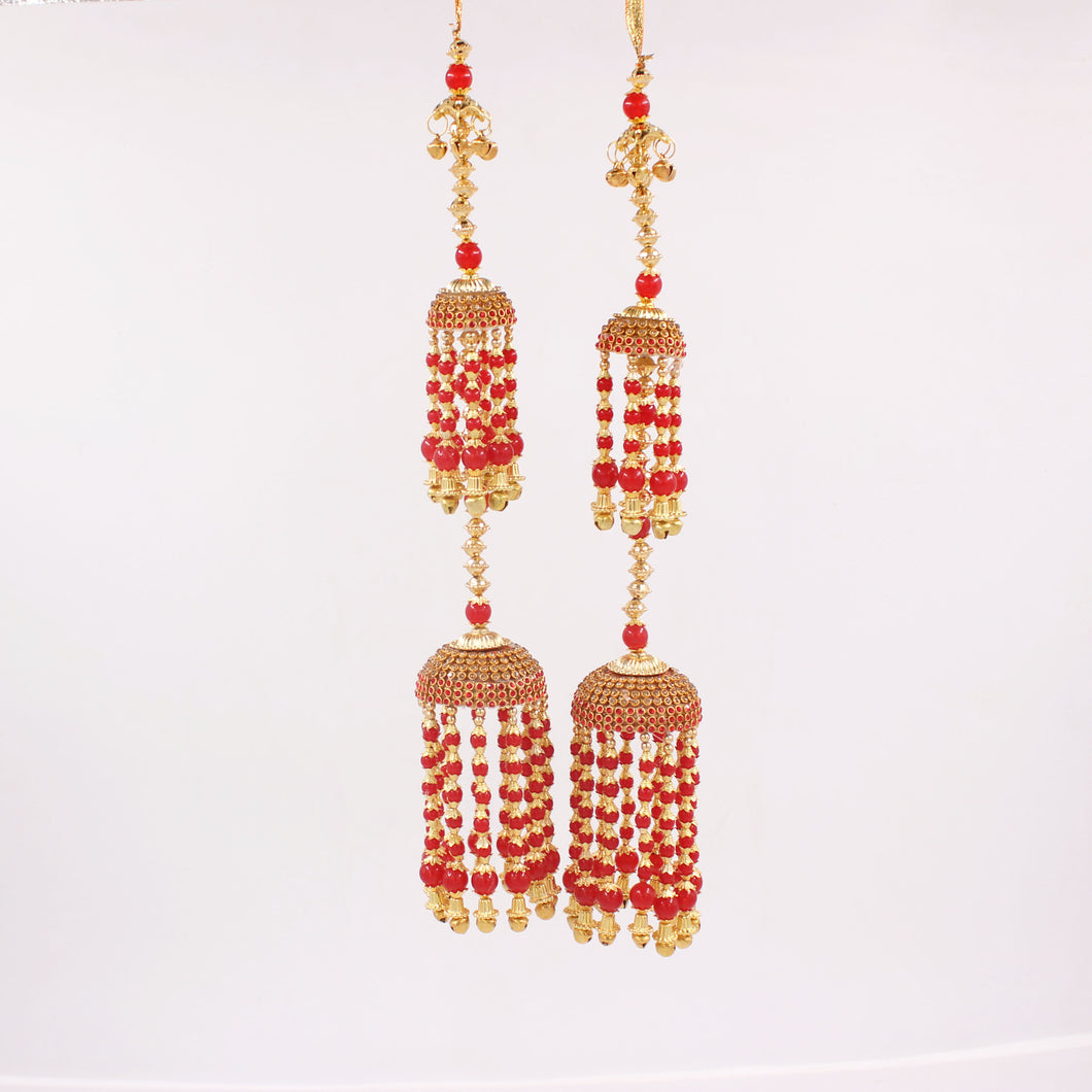 Classic Jhumar Style Kaleere in Red and White by Leshya