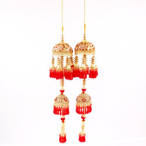 Traditional Two-Tier Jhumar Kaleere in Red by Leshya