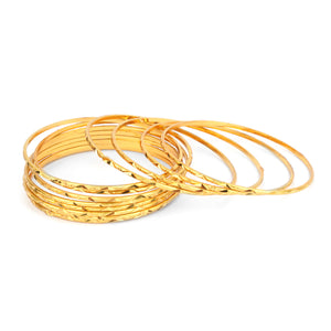 Set of 8 Golden Bangles for Dailywear by Leshya
