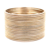 Set of 24 Plain Running Dotted One-Piece Metal Bangles by Leshya (Plus Size)