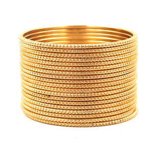 Set of 24 Plain Running Dotted One-Piece Metal Bangles by Leshya