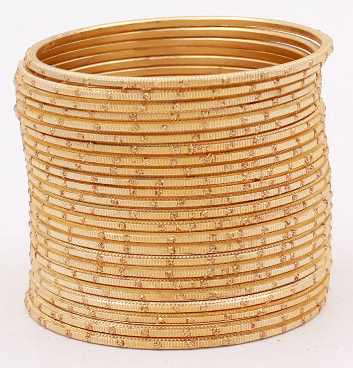 Set of 24 Dual Tone Bangles with Golden Glitter Boondh by Leshya