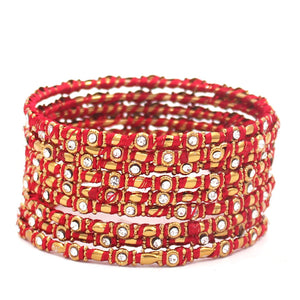 Set of 12 Thread Bangles with Stone by Leshya