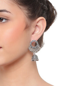 Oxidized Silver Earring with Jhumki by Leshya