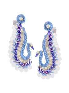 Mahi Red Meenakari work Peacock Shaped Tassel Chain Jhumki Earrings wi   JewelMazecom