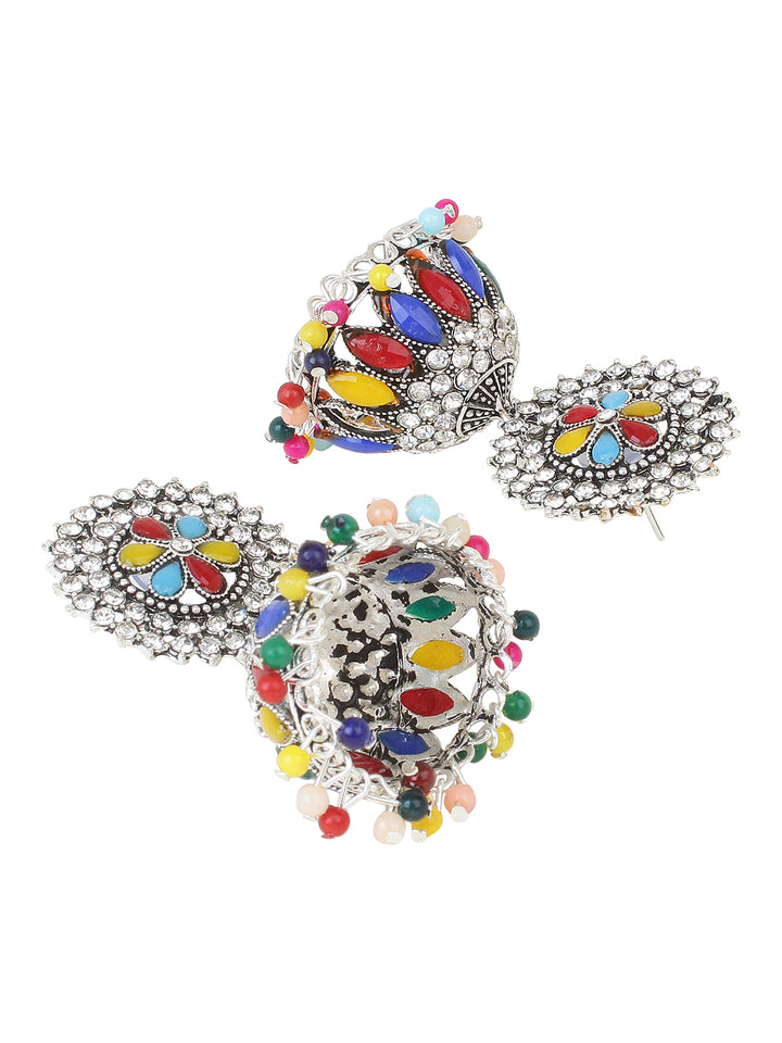 Traditional Oxidized Multicoloured Jhumki Earring by Leshya