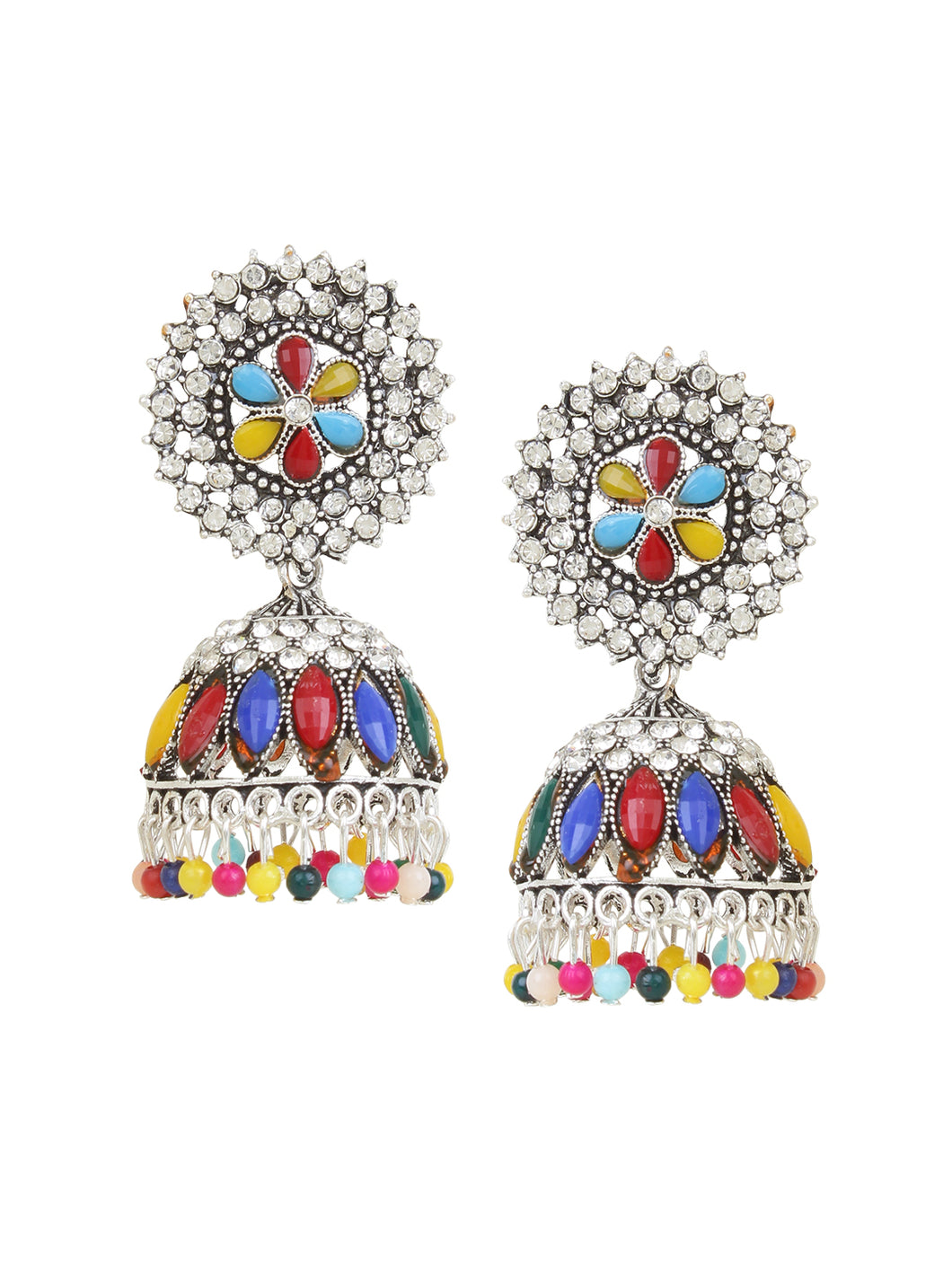 Traditional Oxidized Multicoloured Jhumki Earring by Leshya