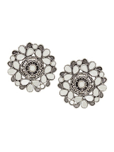Traditional Oxidized Earring with Mirrorwork by Leshya
