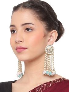 Bridal Kundan Jhumki Earring with hanging beads by Leshya
