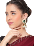 Beaded Jhumki Earring with Glass Stone by Leshya