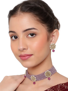 Choker Necklace and Drop Earring Set for Women by Leshya