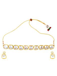 Necklace and Earring Sqaure Kundan Set for Women by Leshya