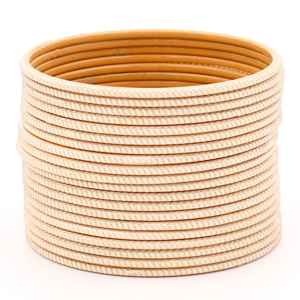 Set of 24 Matte Textured Bangles with Zig-Zag Surface by Leshya