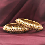 Classic Bracelet Pair with Pearls & Running Kundan in Pacheli style by Leshya