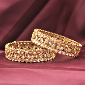 Beautiful Bracelet Pair with Kundan Centre and Side by Leshya (Plus Size)