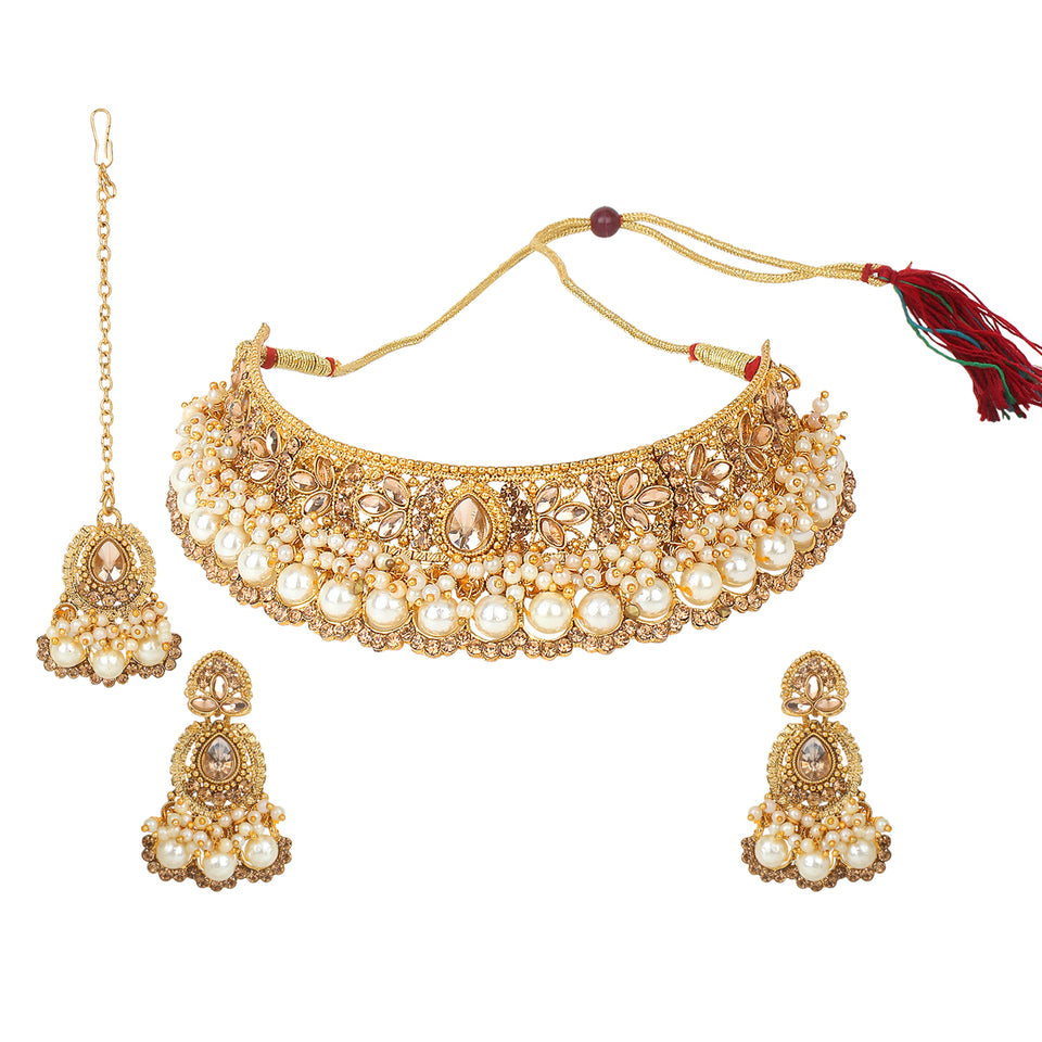Traditional Golden Stone and Pearl and Bead border  by Leshya